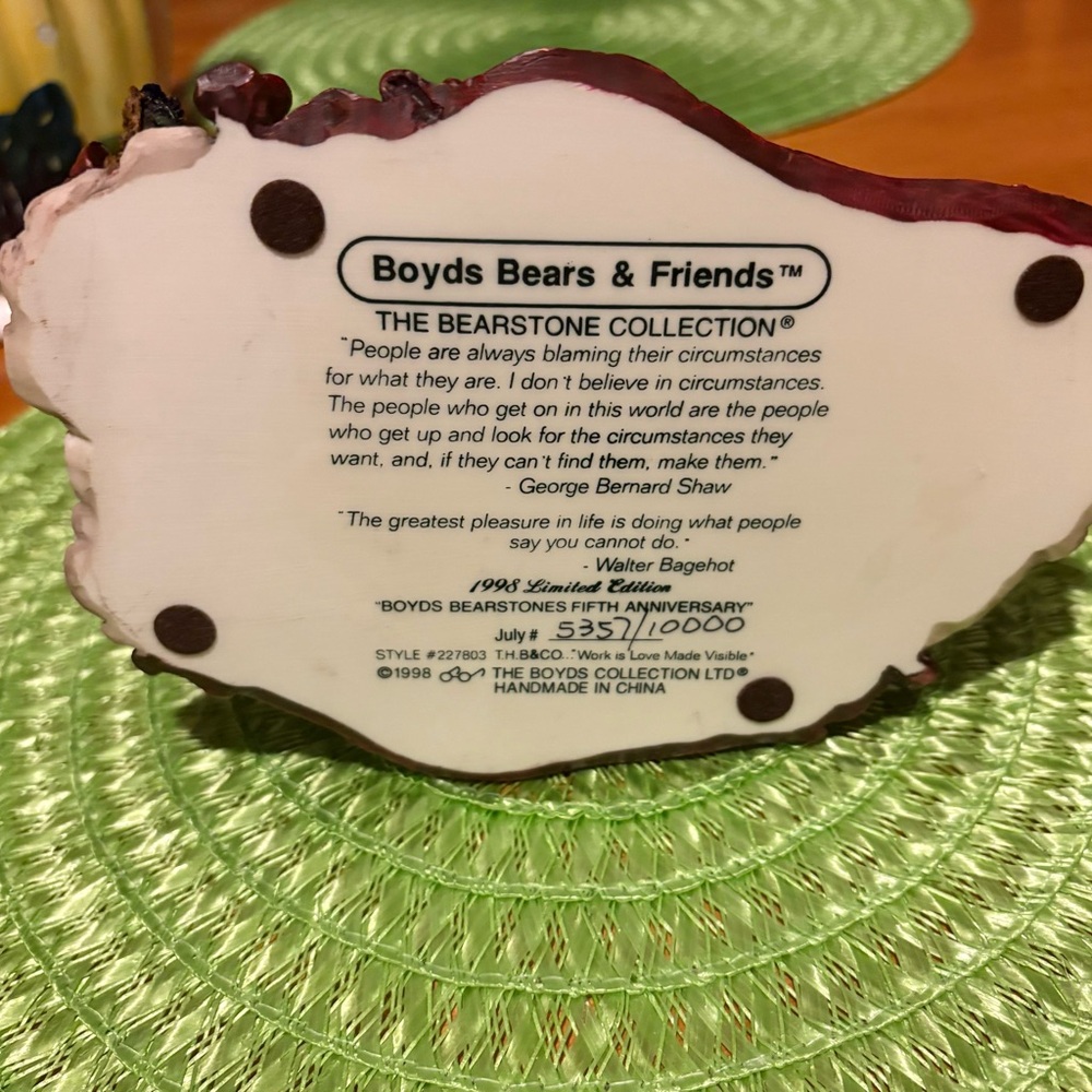 Boyds Bears Fifth Anniversary Figurine with Brown and Tan Accents - Picture 7 of 7